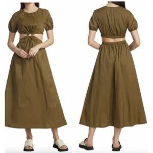 STAUD Calypso Cut-Out Maxi Dress Olive Size M EUC Resort Summer Statement